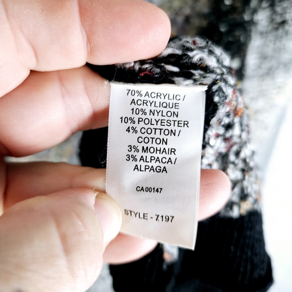 SPLENDOR | patchwork aplaca mohair blend button up cardigan knit sweater - Picture 6 of 7